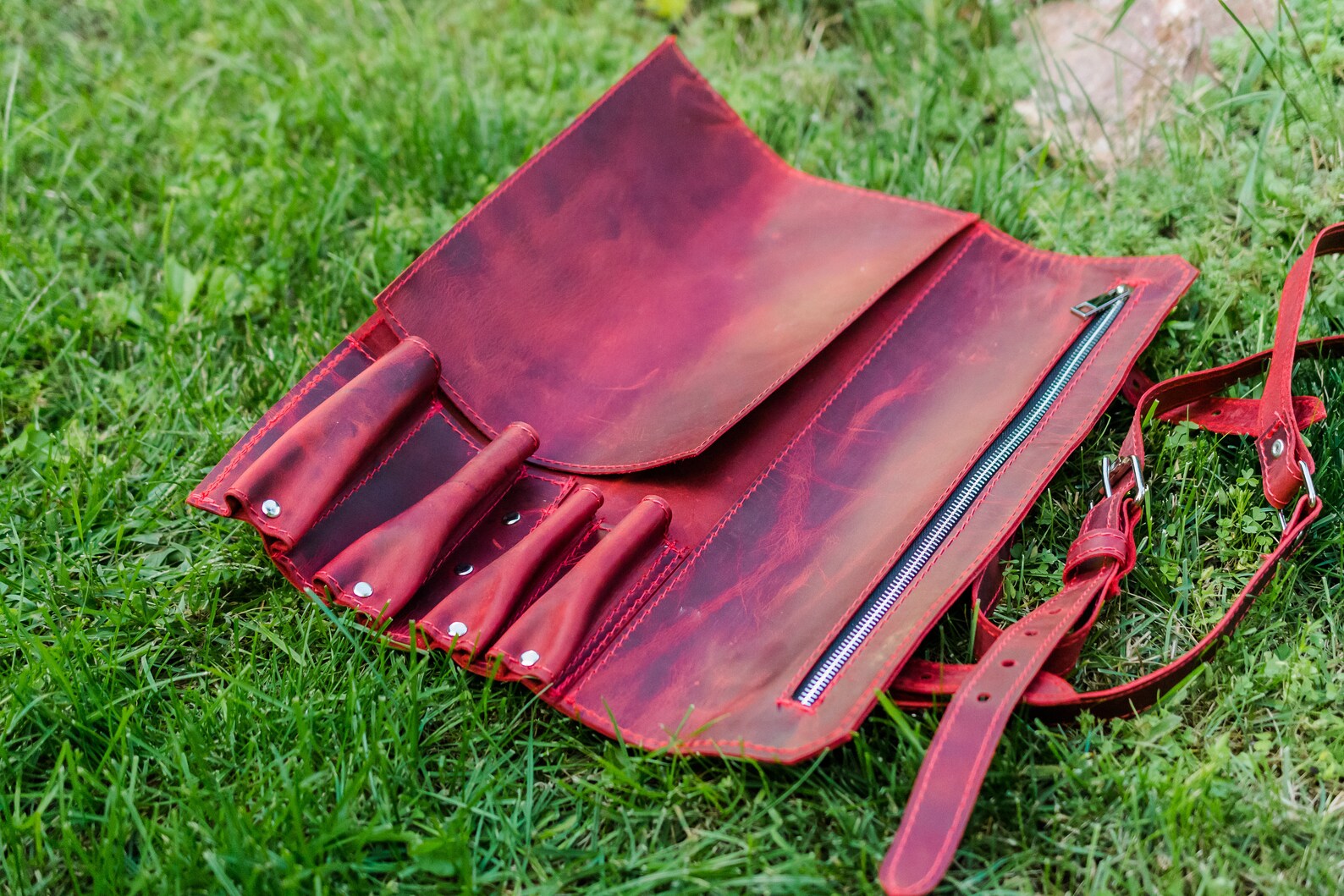 Kitchen Accessories Leather Chef Knife Roll
