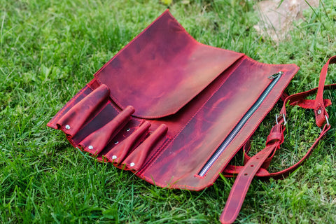 Kitchen Accessories Leather Chef Knife Roll