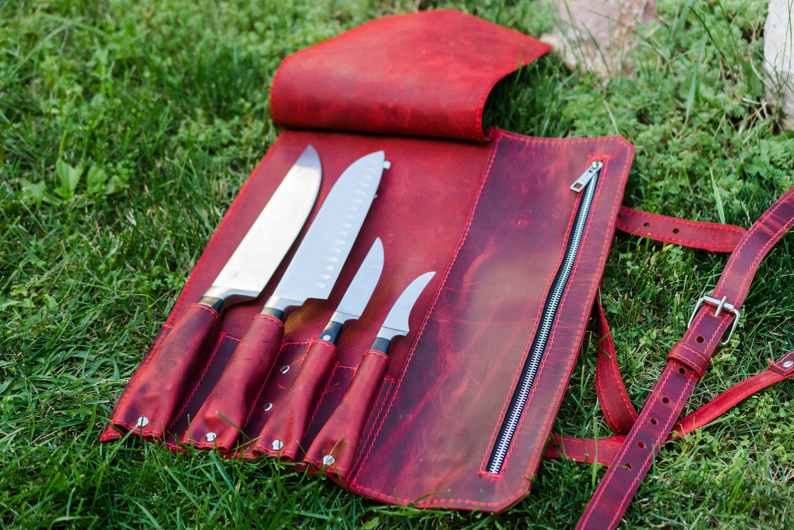 Kitchen Accessories Leather Chef Knife Roll