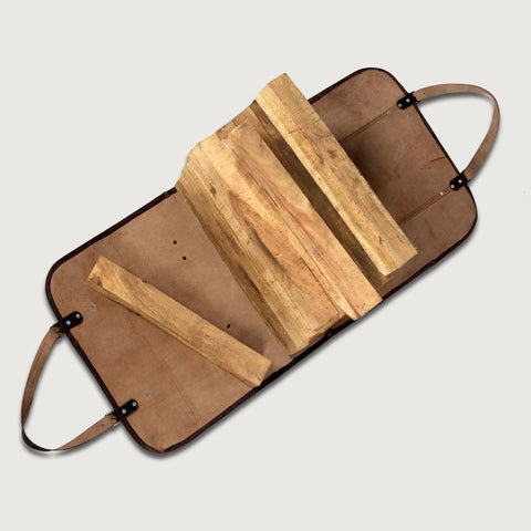 Leather Firewood Carrier with Adjustable Handles