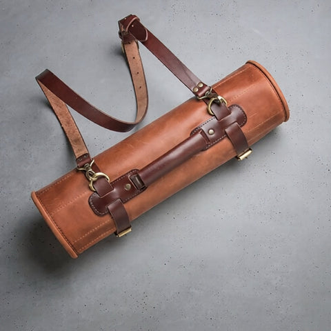 Waxed Canvas and Leather Chef Knife Roll
