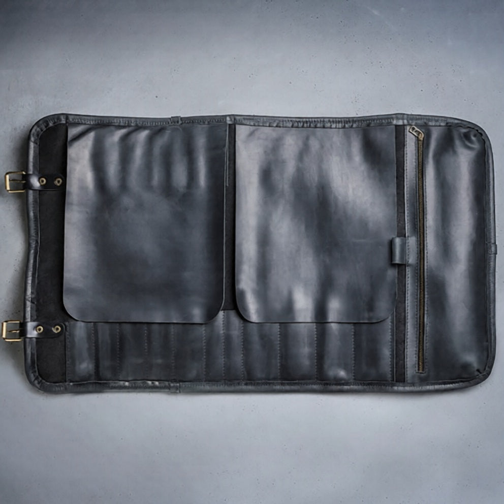Waxed Canvas and Leather Chef Knife Roll