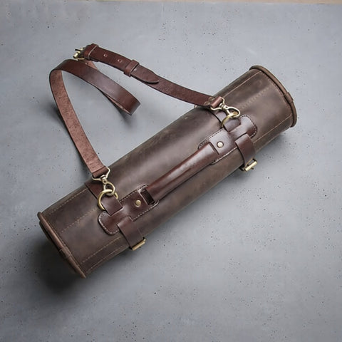 Waxed Canvas and Leather Chef Knife Roll