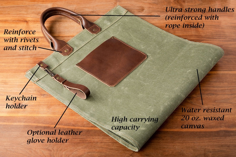 Leather and Waxed Canvas Firewood Carrier