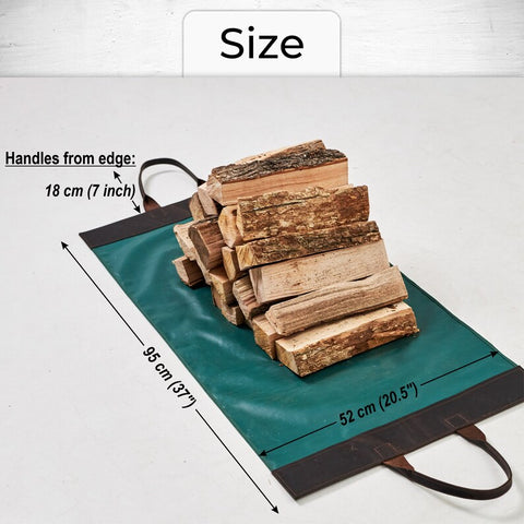 Large Leather Canvas Wood Carrying Bag