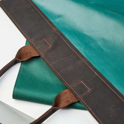 Large Leather Canvas Wood Carrying Bag