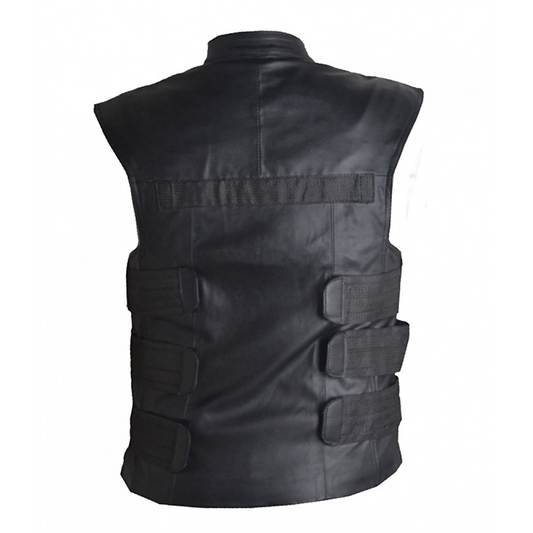 Leather Clan Men's Thomas Janes The Punisher Synthetic Leather Biker Vest