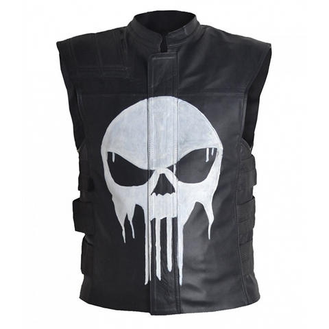 Leather Clan Men's Thomas Janes The Punisher Synthetic Leather Biker Vest