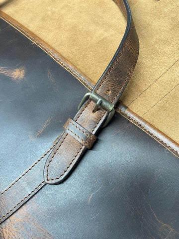 Full-Grain Brown Leather Firewood Log Carrier