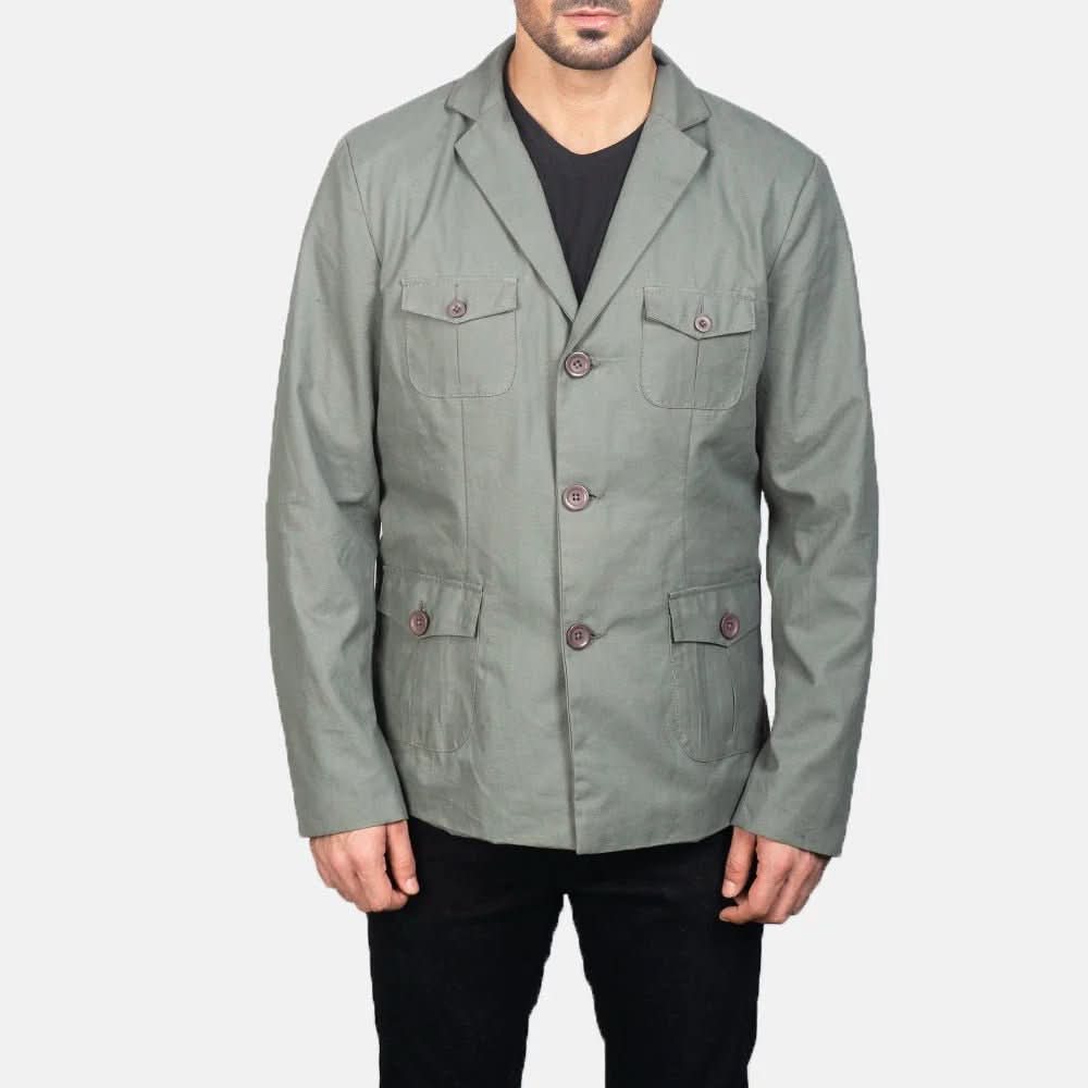 Kajetan Grey Safari Jacket - Leather Clan