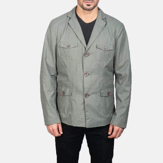 Kajetan Grey Safari Jacket - Leather Clan