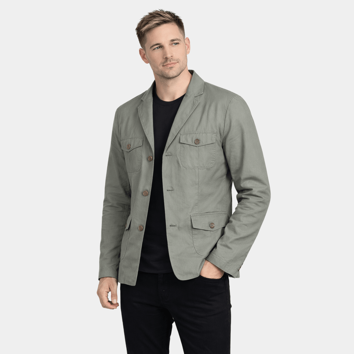 Kajetan Grey Safari Jacket - Leather Clan
