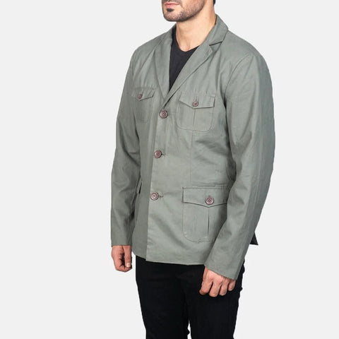Kajetan Grey Safari Jacket - Leather Clan