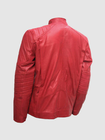 Red Biker Leather Jacket â€“ Motorcycle Casual Style