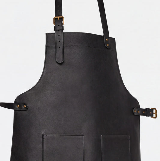 Black Double Pocket Barber Leather Apron