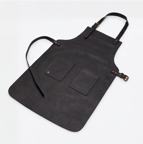 Black Double Pocket Barber Leather Apron