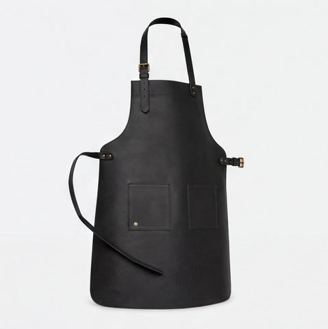 Black Double Pocket Barber Leather Apron