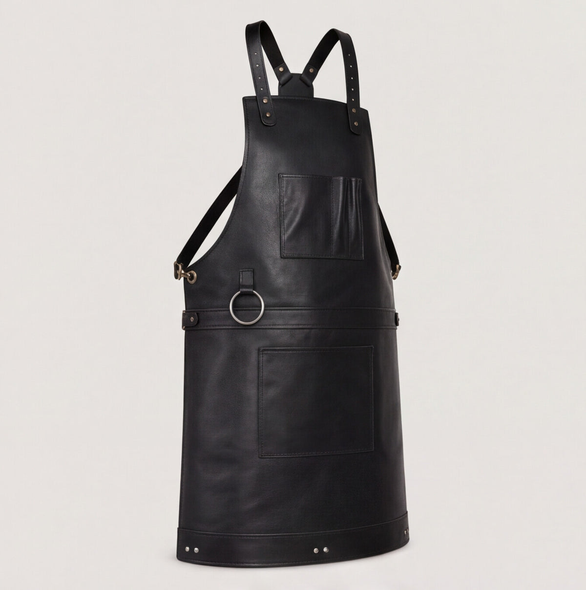 Full Grain Black Leather Woodworking Apron