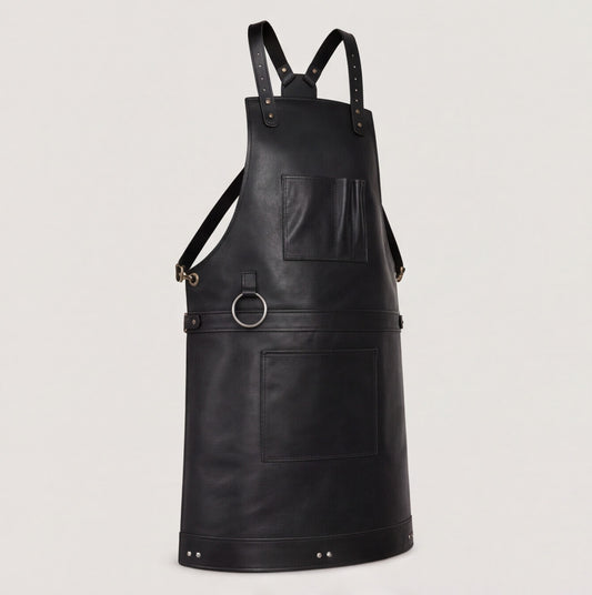 Full Grain Black Leather Woodworking Apron