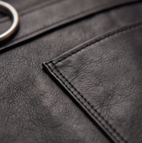 Full Grain Black Leather Woodworking Apron