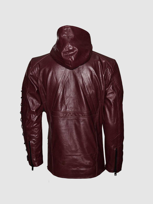 Men's Maroon Leather Jacket – Classic Casual Style