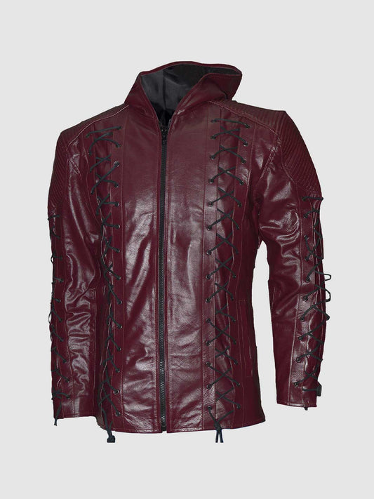 Men's Maroon Leather Jacket – Classic Casual Style