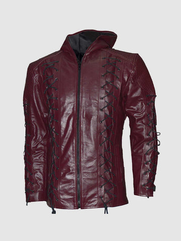 Men's Maroon Leather Jacket | Classic Casual Style