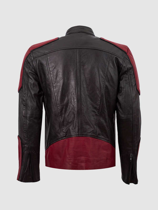 Men's Black & Maroon Cafe Racer Leather Jacket – Moto Casual Style