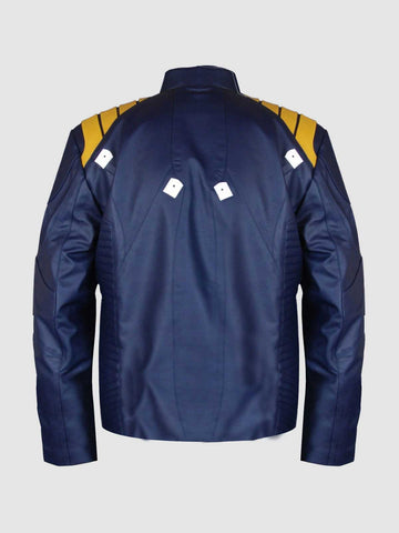 Men's Blue Biker Leather Jacket | Motorcycle Celebrity Style