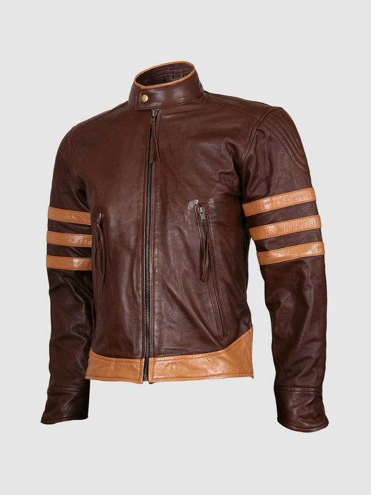 Men's Brown Biker Leather Jacket – Motorcycle Casual Style