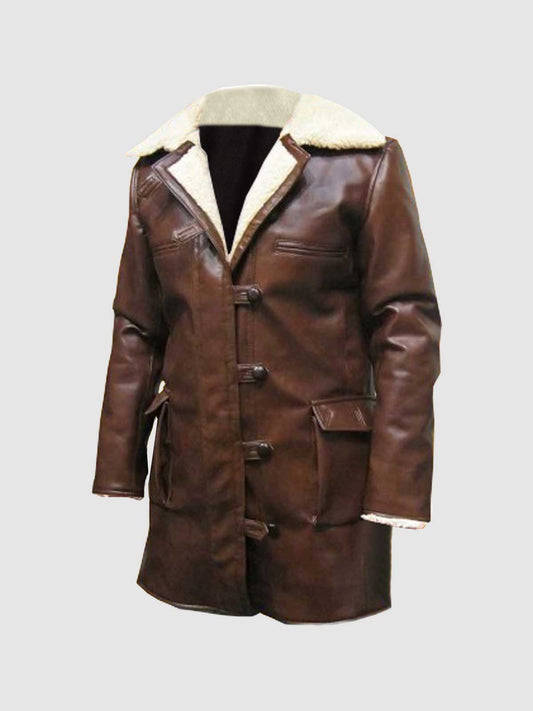 Men's Brown Leather Coat with Fur – Winter Casual Style