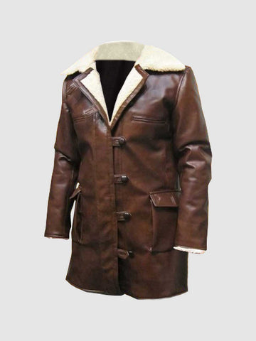 Men's Brown Leather Coat with Fur – Winter Casual Style