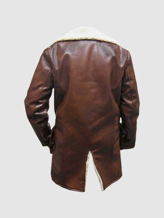 Men's Brown Leather Coat with Fur – Winter Casual Style