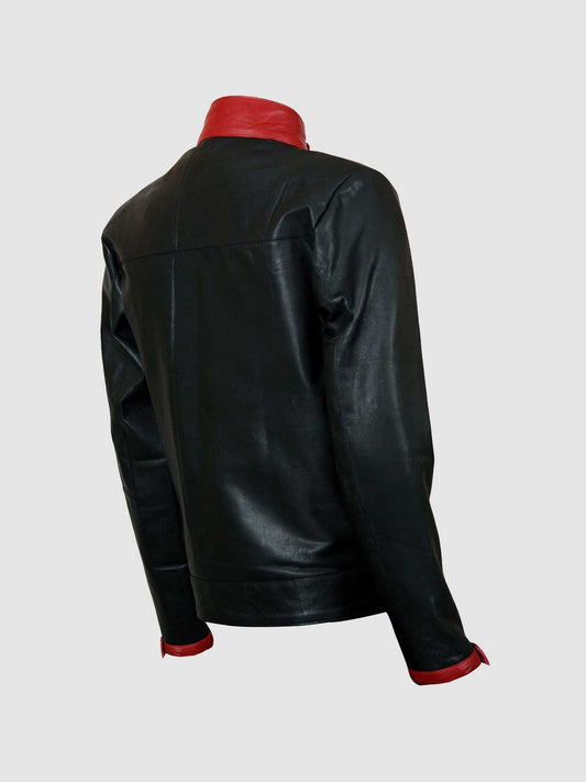 Men's Black & Red Biker Leather Jacket – Motorcycle Casual Style