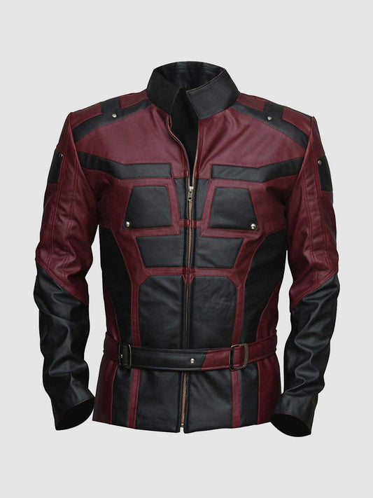 Men's Maroon & Black Cafe Racer Leather Jacket – Moto Casual Style