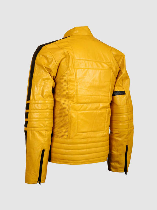 Men's Yellow Biker Leather Jacket – Motorcycle Casual Style