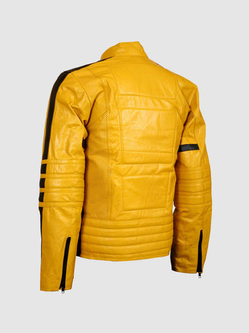 Men's Yellow Biker Leather Jacket â€“ Motorcycle Casual Style
