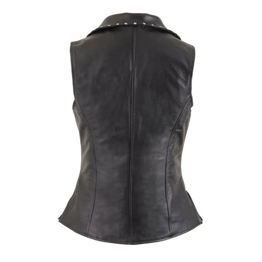 Ladies Leather Zipper Front Vest