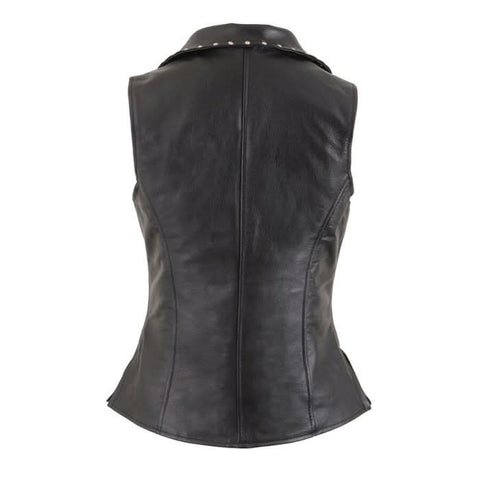 Ladies Leather Zipper Front Vest