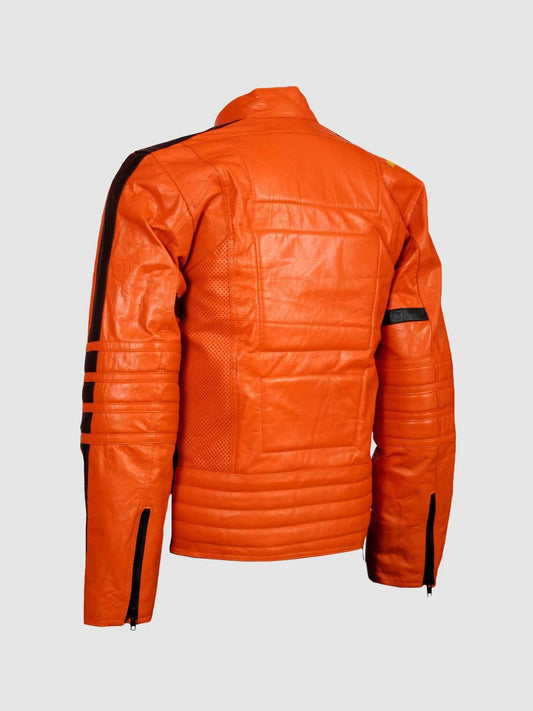 Men's Orange Biker Leather Jacket – Motorcycle Casual Style