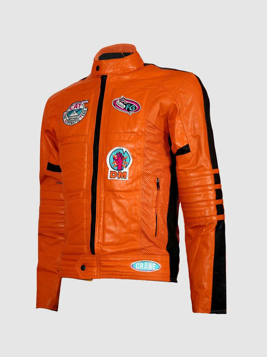 Men's Orange Biker Leather Jacket – Motorcycle Casual Style