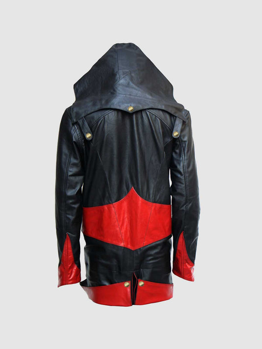 Men's Black & Red Leather Jacket – Classic Casual Style