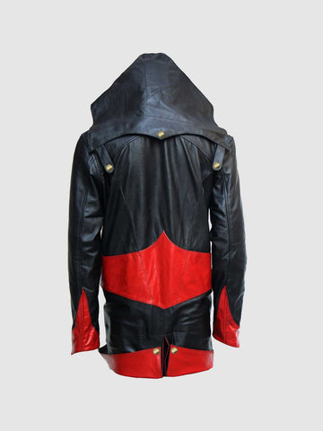 Men's Black & Red Leather Jacket â€“ Classic Casual Style