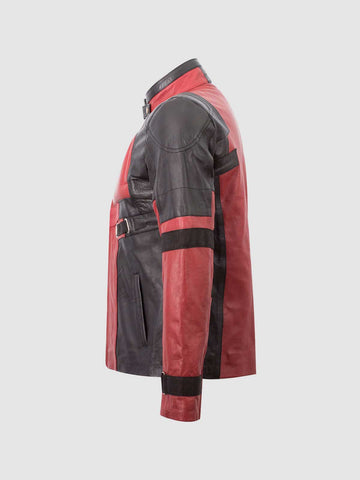 Men's Black & Red Biker Leather Jacket | Motorcycle Style