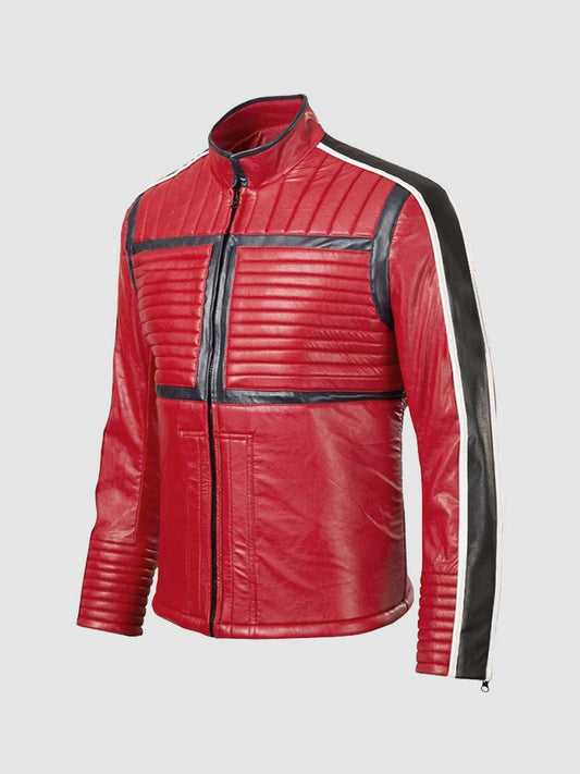 Red Biker Leather Jacket – Motorcycle Casual Style