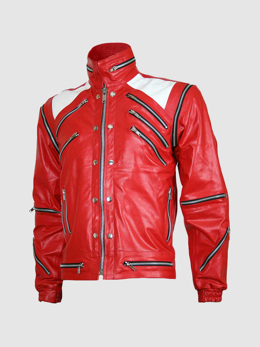 Men's Red Leather Jacket – Classic Casual Style