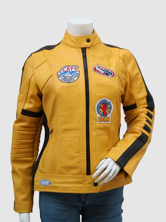 Women's Yellow Biker Leather Jacket – Motorcycle Celebrity Style