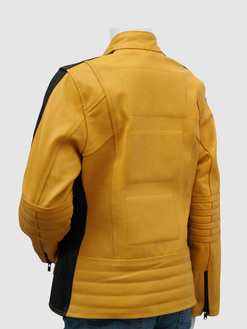 Women's Yellow Biker Leather Jacket â€“ Motorcycle Celebrity Style