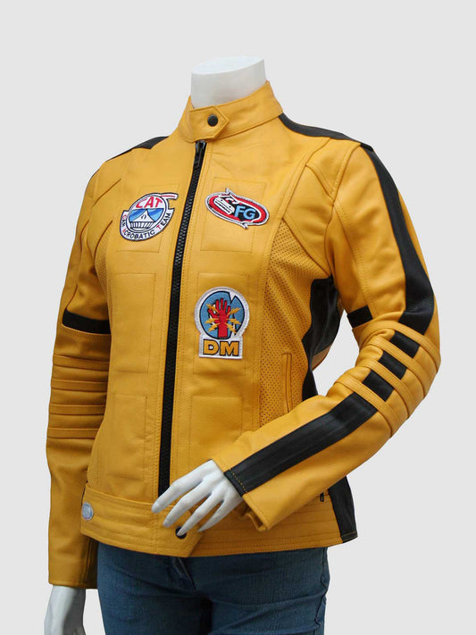 Women's Yellow Biker Leather Jacket – Motorcycle Celebrity Style