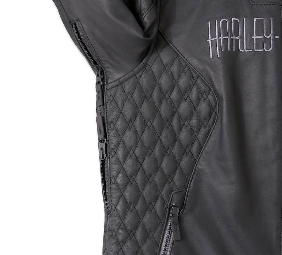 Women's Willie G Skull Graphic Leather Riding Jacket - Leather Clan